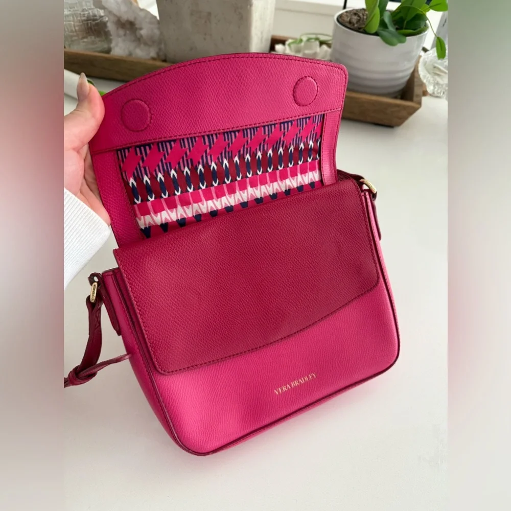 VERA BRADLEY leather Twice as Nice Crossbody Bag Purse - ROUGE PINK - Picture 4 of 15